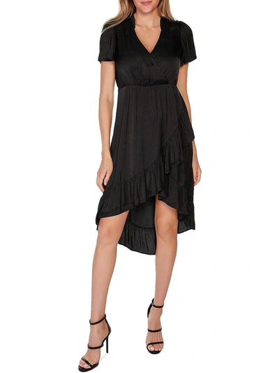 Shop Belldini Womens Dotted Hi-low Midi Dress In Black