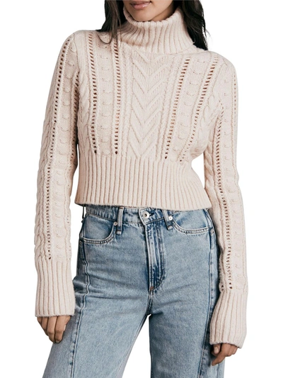 Shop Rag & Bone Womens Ribbed Trim Wool Turtleneck Sweater In Multi