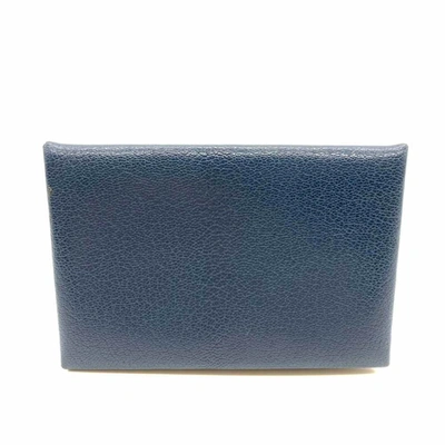Shop Hermes Mc2 Leather Wallet () In Blue