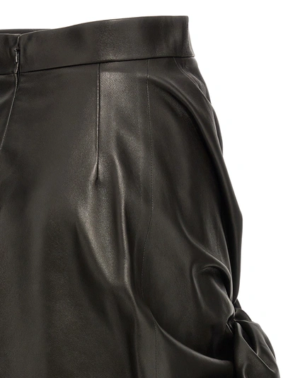 Shop Alexander Mcqueen Maxi Bow Leather Skirt Skirts Black