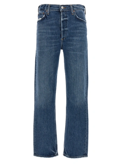 Shop Agolde Riley Long Jeans Blue