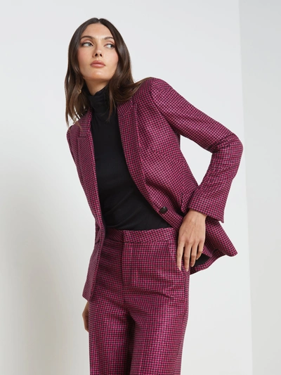 Shop L Agence Chamberlain Blazer In Pink/black Houndstooth