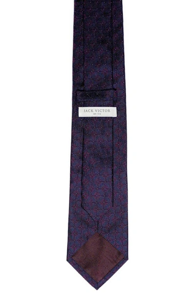 Shop Jack Victor Gordon Geometric Jacquard Silk Tie In Burgundy