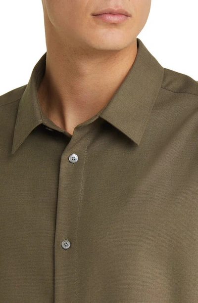 Shop Frame Brushed Flannel Button-up Shirt In Dark Olive