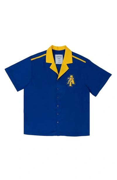 Shop 9tofive Nc A&t Bowling Shirt In Blue