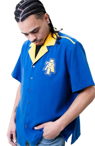 Shop 9tofive Nc A&t Bowling Shirt In Blue