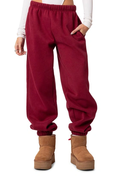 Shop Edikted Clark Oversize Sweatpants In Burgundy