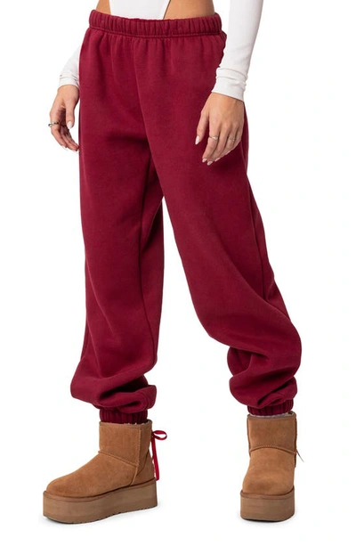 Shop Edikted Clark Oversize Sweatpants In Burgundy