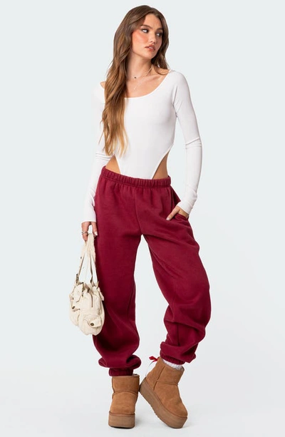 Shop Edikted Clark Oversize Sweatpants In Burgundy