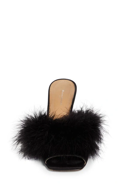 Shop Maison Margiela Feather Peep Toe Slide Sandal In Black