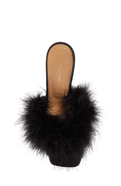 Shop Maison Margiela Feather Peep Toe Slide Sandal In Black