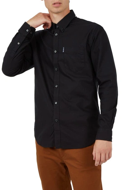 Shop Ben Sherman Signature Organic Cotton Oxford Button-down Shirt In Black