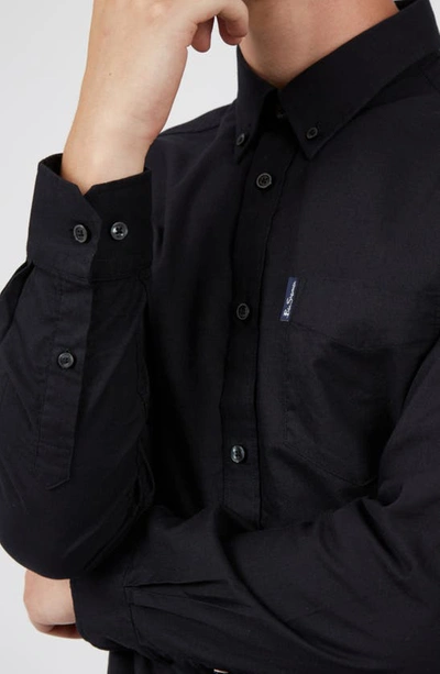 Shop Ben Sherman Signature Organic Cotton Oxford Button-down Shirt In Black