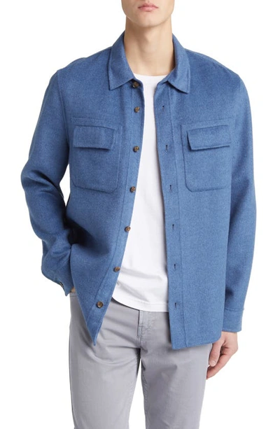Shop Ted Baker Dalch Wool Blend Overshirt In Mid-blue