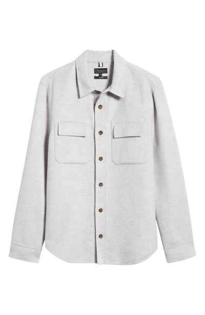 Shop Ted Baker Dalch Wool Blend Overshirt In Light Grey