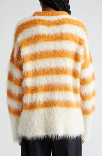 Shop Monse Stripe Alpaca & Merino Wool Blend Sweater In White/ Orange