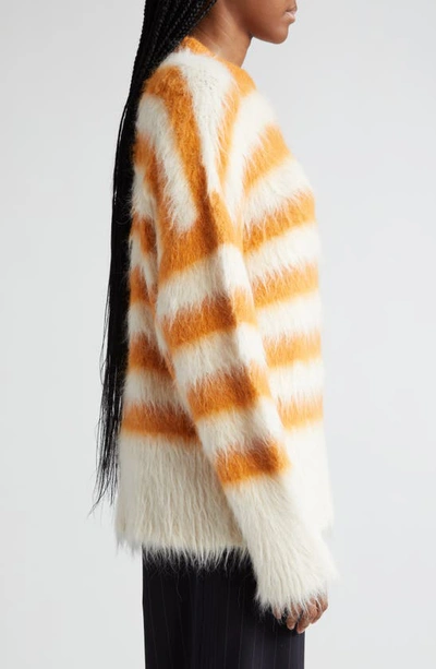Shop Monse Stripe Alpaca & Merino Wool Blend Sweater In White/ Orange