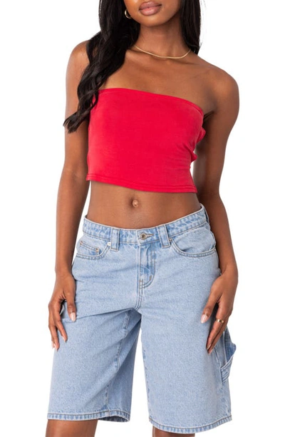Shop Edikted Tao Strappy Open Back Tube Top In Red