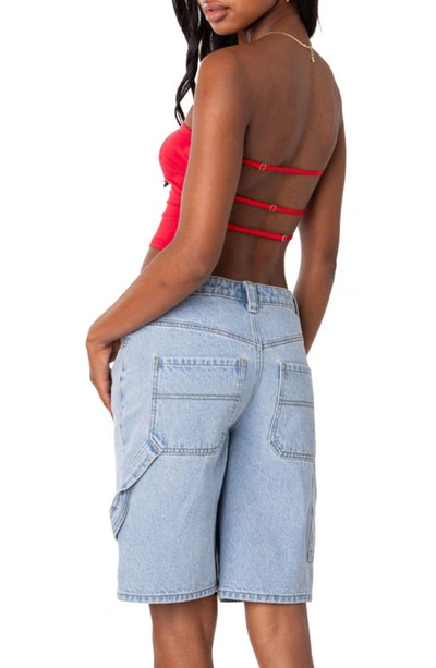 Shop Edikted Tao Strappy Open Back Tube Top In Red