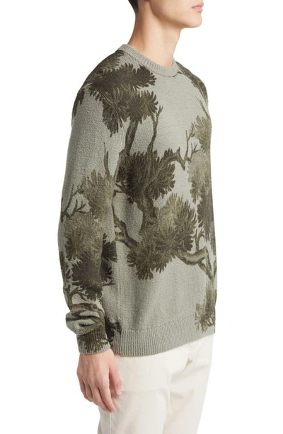 Shop Ted Baker Merson Textured Tree Print Crewneck Sweater In Green