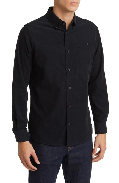 Shop Ted Baker Lecco Slim Fit Corduroy Button-down Shirt In Black