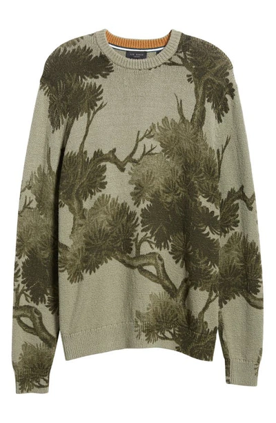 Shop Ted Baker Merson Textured Tree Print Crewneck Sweater In Green