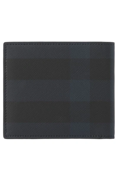 Shop Burberry Check Coated Canvas Bifold Wallet In Navy