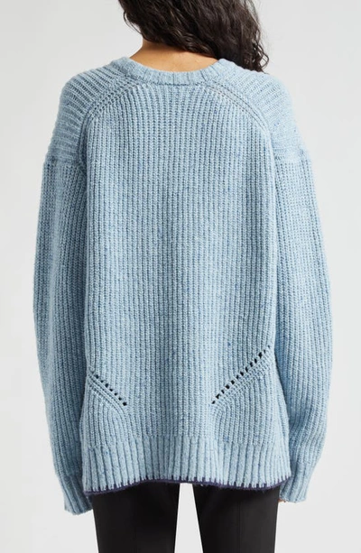 Shop Atm Anthony Thomas Melillo Heather Merino Wool Blend Sweater In Heather Denim Blue