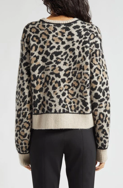 Atm Anthony Thomas Melillo Women's Leopard-print Crewneck Sweater In Leopard Jacquard