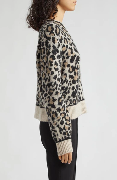 Atm Anthony Thomas Melillo Women's Leopard-print Crewneck Sweater In Leopard Jacquard
