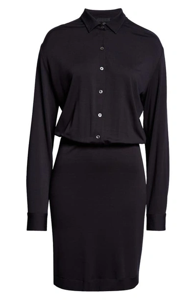 Shop Atm Anthony Thomas Melillo Long Sleeve Matte Jersey Shirtdress In Black