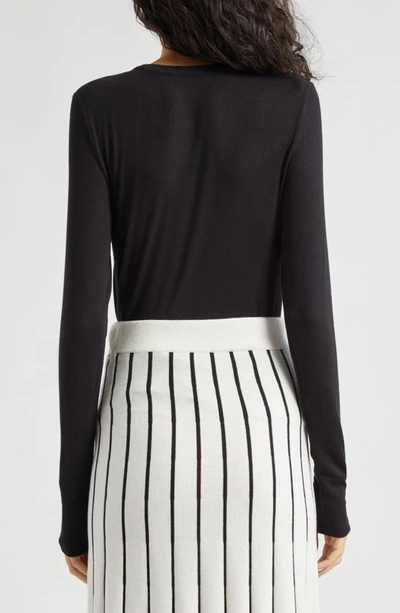 Atm Anthony Thomas Melillo Modal Rib Slim Long-sleeve Cardigan In Black