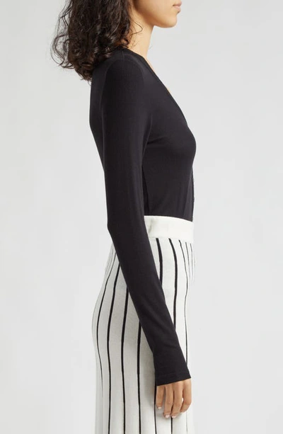 Atm Anthony Thomas Melillo Modal Rib Slim Long-sleeve Cardigan In Black