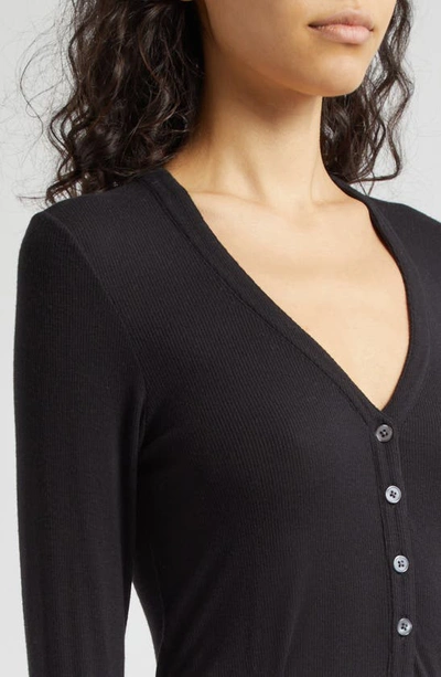 Atm Anthony Thomas Melillo Modal Rib Slim Long-sleeve Cardigan In Black