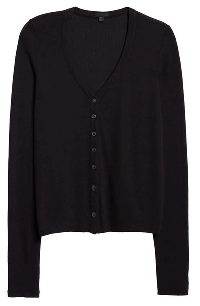 Atm Anthony Thomas Melillo Modal Rib Slim Long-sleeve Cardigan In Black