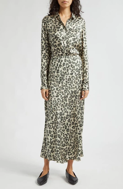 Atm Anthony Thomas Melillo Leopard Print Silk Charmeuse Button-up Shirt In Leopard Print
