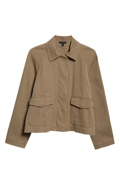 Shop Atm Anthony Thomas Melillo Raglan Sleeve Cotton Blend Work Jacket In Oil Green