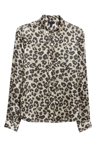 Shop Atm Anthony Thomas Melillo Leopard Print Silk Charmeuse Button-up Shirt