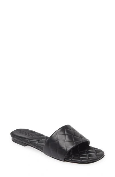 Shop Bottega Veneta Intrecciato Embossed Slide Sandal In Black