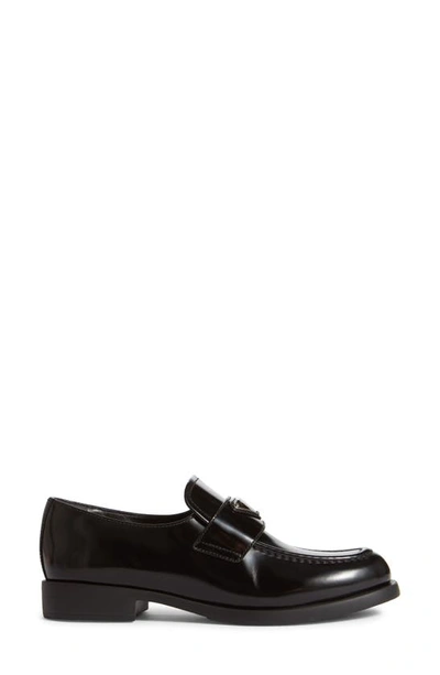 Prada Logo-plaque Leather Loafers In Black