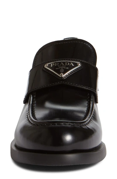 Prada Logo-plaque Leather Loafers In Black