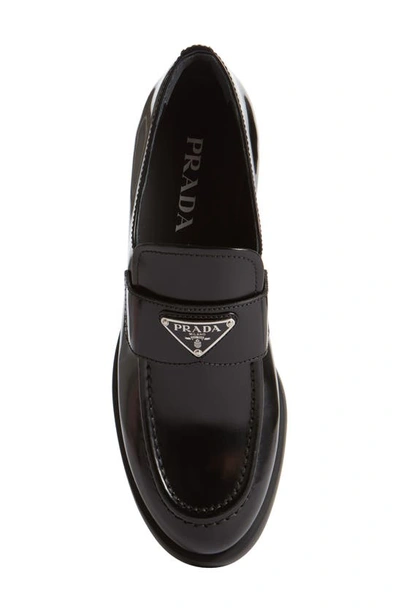 Shop Prada Logo Loafer In Black
