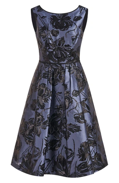Shop Kay Unger Jackie Floral Jacquard Sleeveless Midi Dress In Cornflower