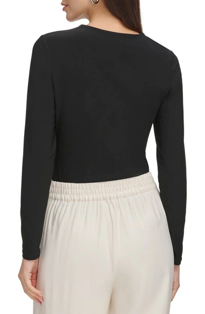 Shop Dkny Asymmetric Twist Neck Top In Black