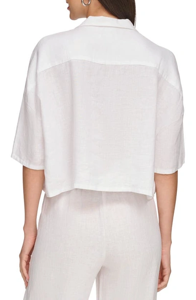 Shop Dkny Linen Camp Shirt In White