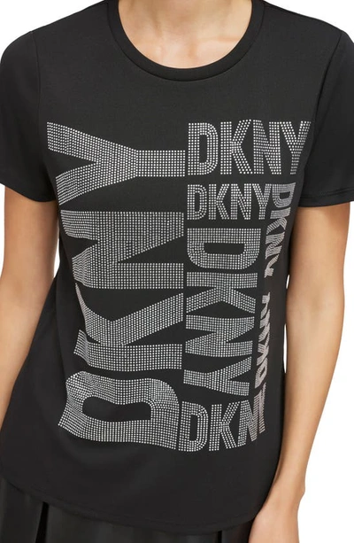 Shop Dkny Gem Stud Logo T-shirt In Black