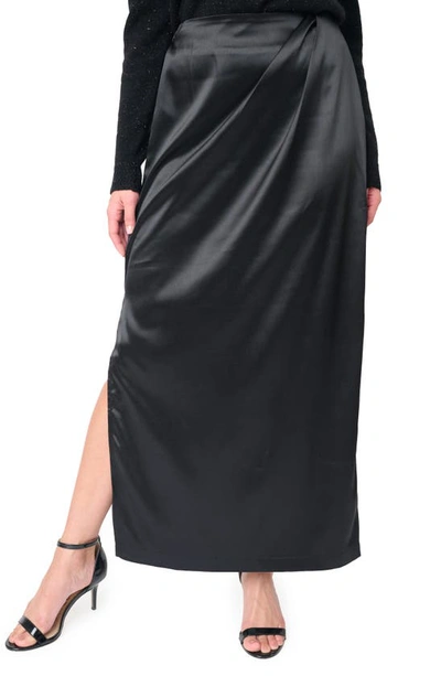 Gibsonlook Pleated Satin Maxi Skirt In Black