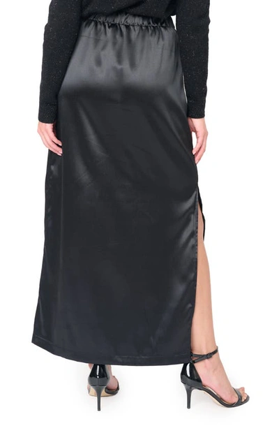 Gibsonlook Pleated Satin Maxi Skirt In Black