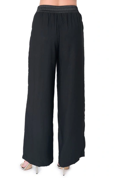 Gibsonlook Solstice Wide Leg Satin Pants In Black