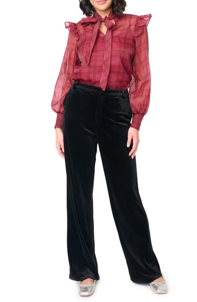 Gibsonlook Lindsey Velvet Wide Leg Pants In Black